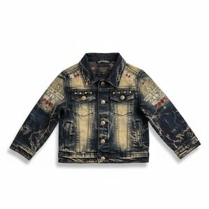 8ighth Dstrkt Jacket Kids Toddlers Boys sz 3 4 Y2K Distressed Studded Embroider‎